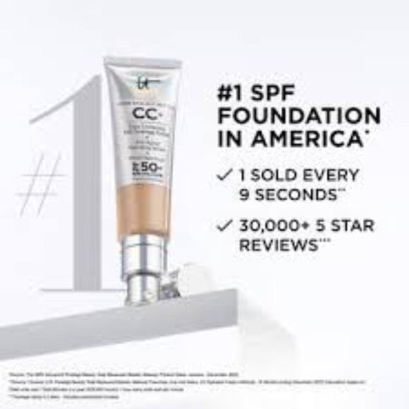 IT Cosmetics CC+ Cream Full Coverage Color Corrector 50+ Light Mediu🆕😮‍💨⚡🚚 - Picture 10 of 12